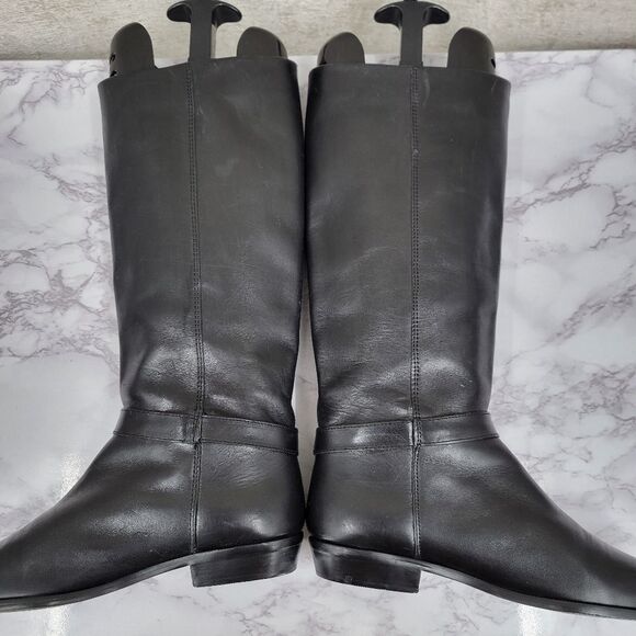 Etienne Aigner Shelby Black Leather Riding Boots Knee-High - Picture 4 of 12